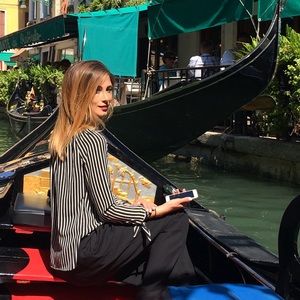 Womens striped top with pretty neck detail